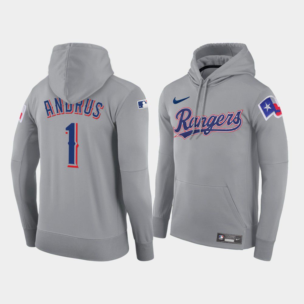 Men Texas Rangers #1 Andrus gray road hoodie 2021 MLB Nike Jerseys->customized mlb jersey->Custom Jersey